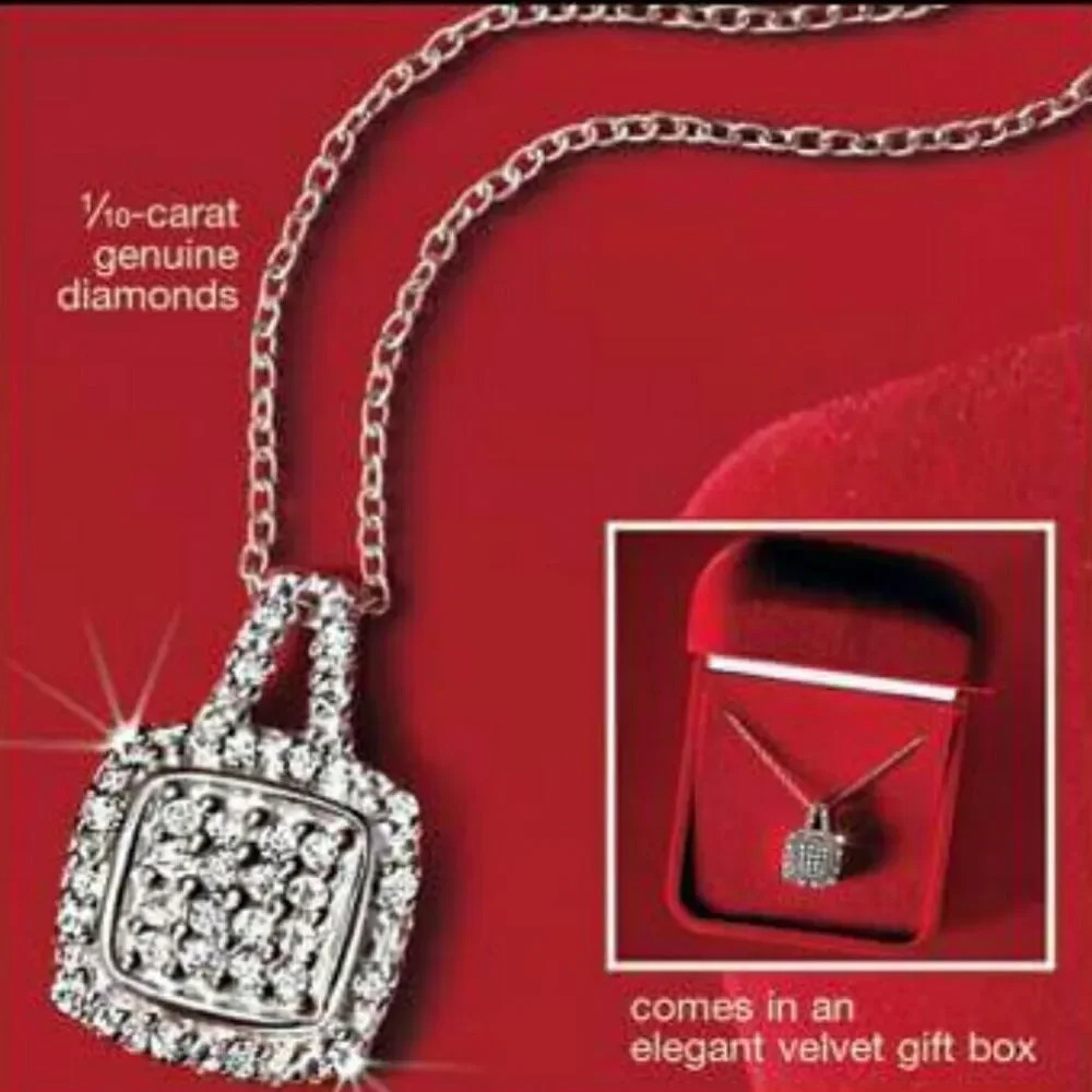 Platinum Plated Diamond Pendant Necklace